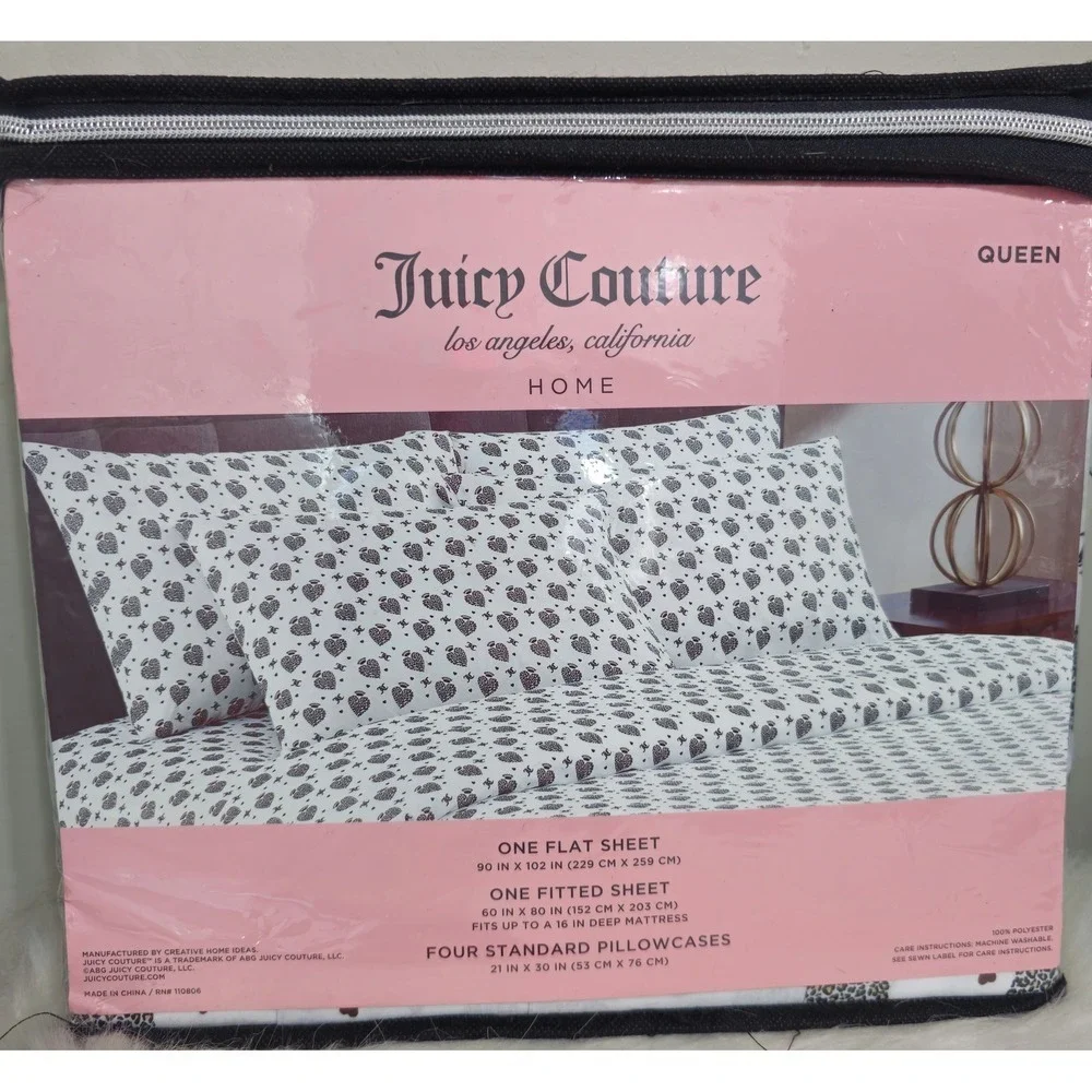 Juicy Couture Queen‎ Sheet Set Leopard Heart Crown Valentine's Day NWT